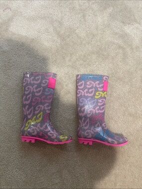 Marc Jacobs Pastel Swirl Rain Boots with Pink and Yellow Accents